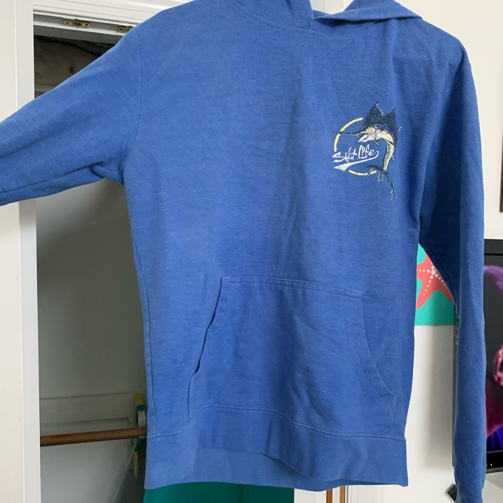 Blue salt life hoodie, size M